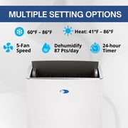 مكيف هواء محمول Whynter NEX Inverter بخرطوم مزدوج للتبريد مع شبكة Wi-Fi ذكية ومزيل للرطوبة ومروحة، كفاءة ARC-1230WN بمساحة 600 قدم مربع