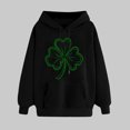 thumbnail image 2 of VBTAPA 2025 St. Patrick's Day Womens Graphic Hoodies Irish Shamrock Print Hooded Sweatshirt Loose Casual Kangaroo Pocket Pullover Hoodie Black S, 2 of 6