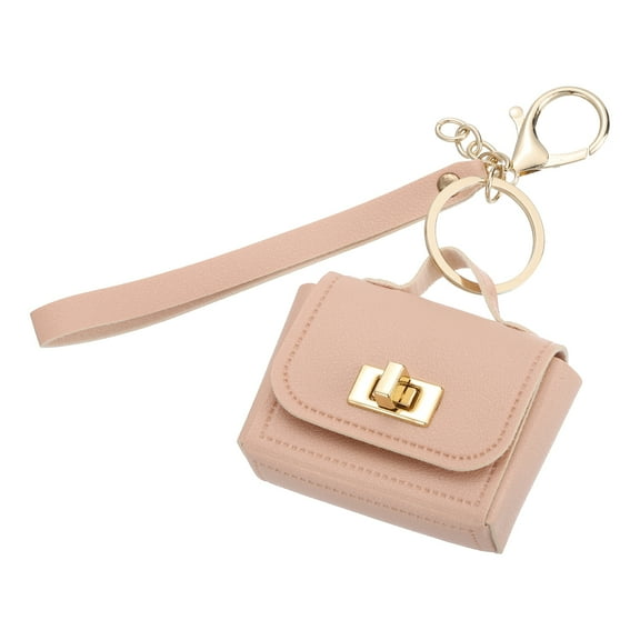 Mini HandBag Keychain, Cute Coin Purse Keychain PU Leather Backpack Purse Key Chain, Pink