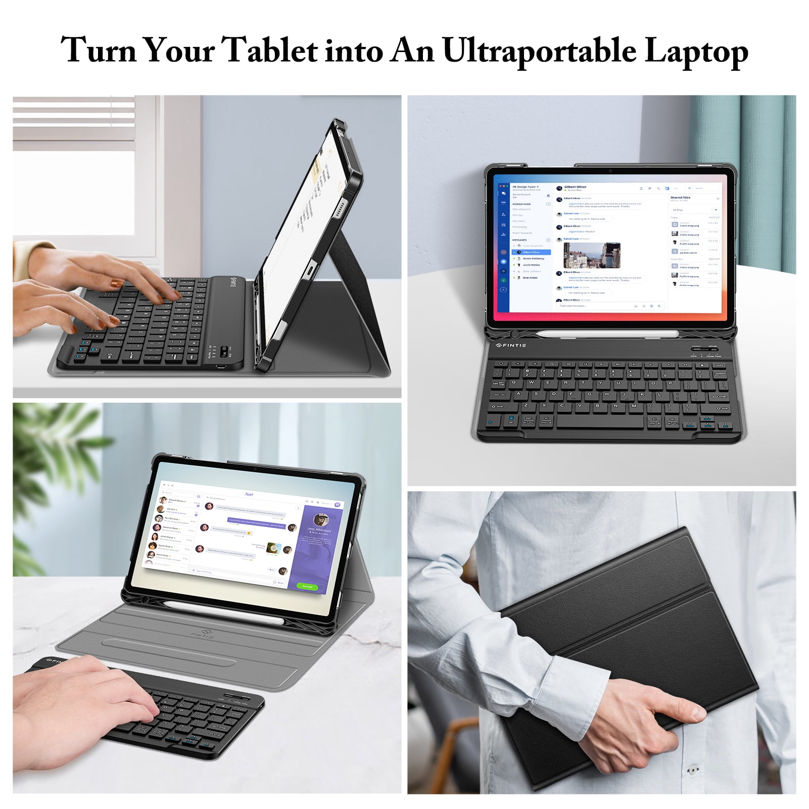 Fintie Keyboard Case for Samsung Galaxy Tab S10 Lite/ S10 FE/ S9 FE 5G 10.9 Inch/Tab S9 11 Inch with S Pen Holder, Slim Stand Cover Detachable Wireless Bluetooth Keyboard, Black