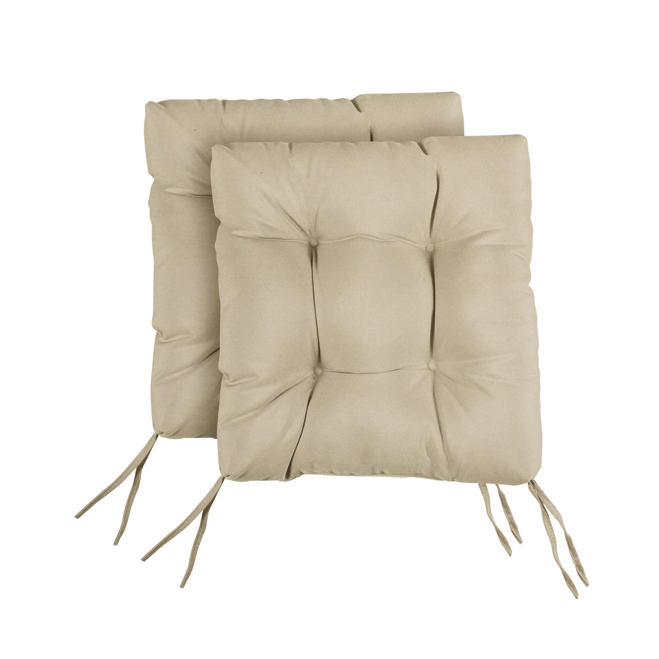 Sorra Home Tan Tufted Chair Cushion Square Back 19 x 19 x 3 (Set of 2)