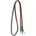 thumbnail image 4 of Rafter T Plaited Barrel Racing Reins, 5/8" Color: Brown/Metallic Silv, 4 of 4