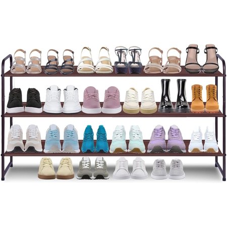 3-Tier Long Shoe Rack for Closet Stackable Wide Shoe Shelf Organizer and Storage for Floor, Entryway (Bronze)