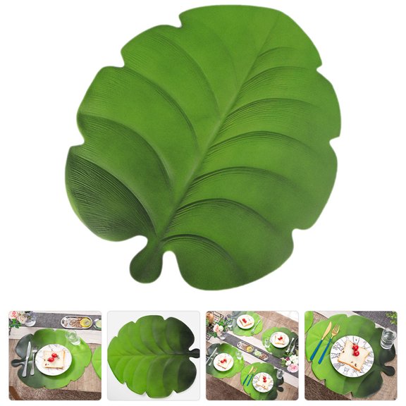 EXHUMKY Monstera Leaf Placemat Dining Table Mat Green Decorative Table Pad for Home Use