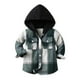 thumbnail image 1 of Camisa a cuadros con capucha y botones de manga larga para niños pequeños y niñas, chaqueta con capucha, abrigo, ropa de otoño, color negro (2-3 años), 1 of 4