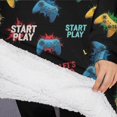 thumbnail image 3 of Oversized Wearable Blanket Hoodie,Multicolor Controllers Games Text Black Pattern Sherpa Blanket Hoodie with Super Pockets,Super Warm Fuzzy Pullover for Women & Men, 3 of 6