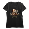 thumbnail image 5 of Teddy Bear With Daisy Women's Black Crew Neck Short Sleeve Crop Tee-Medium, 5 of 7