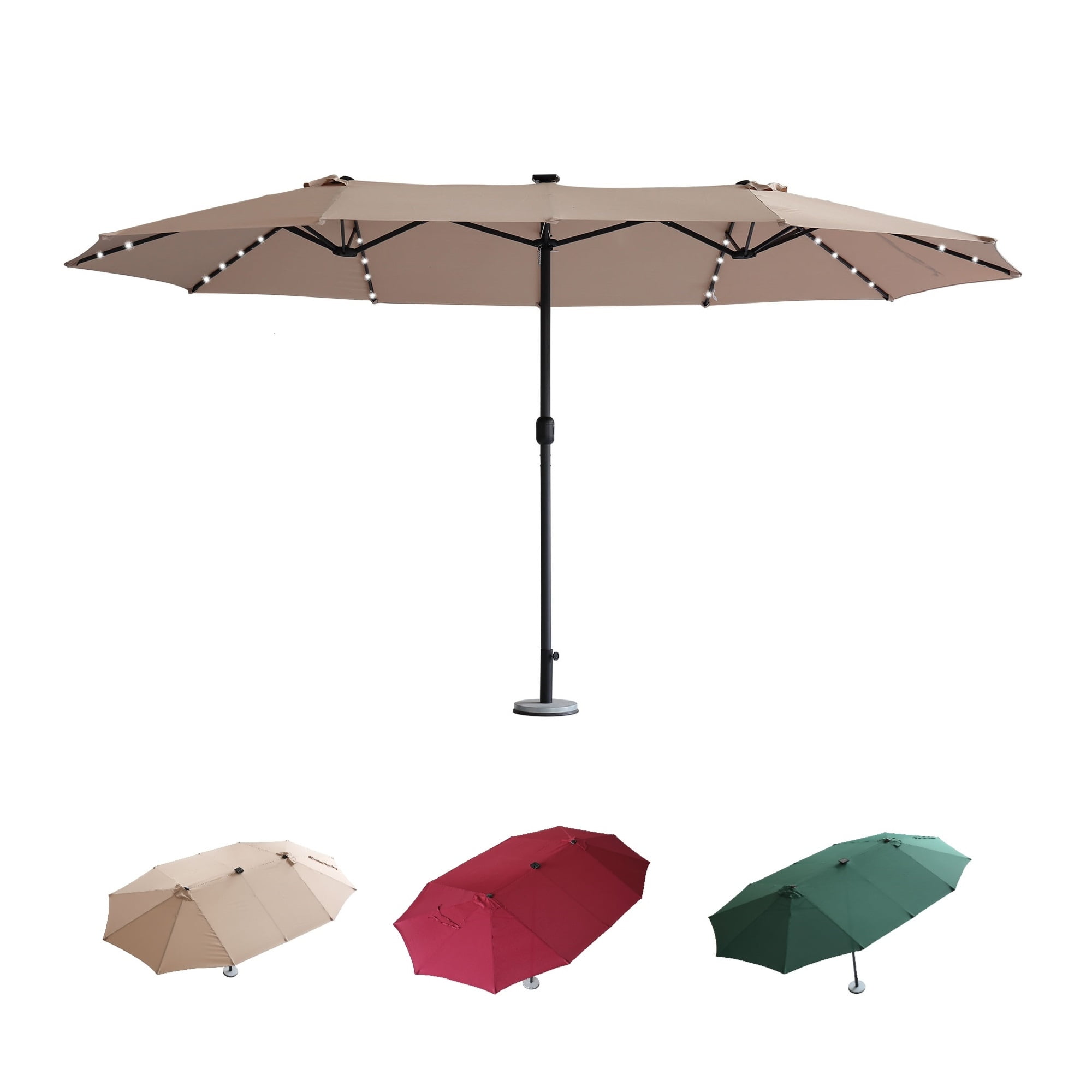 Jaxpety Patio DoubleSided Market Umbrella with 48 Solar LED Lights