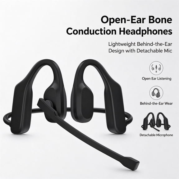 Open Ear Bone Conduction Bluetooth Headphones 4.7 x 3.9 x 2.4 in Wireless Sport Earphones with Comfortable Fit