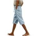 thumbnail image 2 of Brilliant Womens Shorts Clearance Summer Women's Clothing Elastic Waist Pocket Half Shorts Pants Casual Stretchy Pants with Pocket Blue XXL, 2 of 6