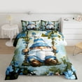 thumbnail image 2 of Feelyou Cartoon Cute Gnome Full Size Comforter Sets for Kids, Blue Flower Floral Bedding Comforter Set, St. Patrick's Day Reversible Bedding Sets, Super Cozy Room Decor, 3 Pieces, 2 of 8