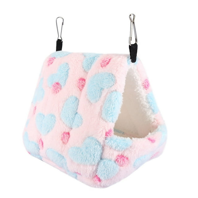 Winter Warm Soft Pet House Cage Bed for Hammock Squirrel Totoro Rabbit (Pink 14*12cm)