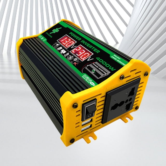 Inversor de coche de 12 V a 220 V/110 V, inversor de corriente Digital de 4000 W, carga rápida USB Dual