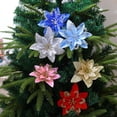 thumbnail image 4 of 10Pcs Christmas Glitter Artificial Poinsettia Flowers Xmas Poinsettia Artificial Wedding Flowers Decorations Xmas Tree Ornaments for Party Favors, 5.6inch, 4 of 7