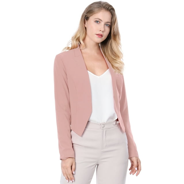 Día de San Patricio Chaqueta Corta Casual De Negocios De Oficina De Trabajo Sin Cuello Para Mujer Rosa XL