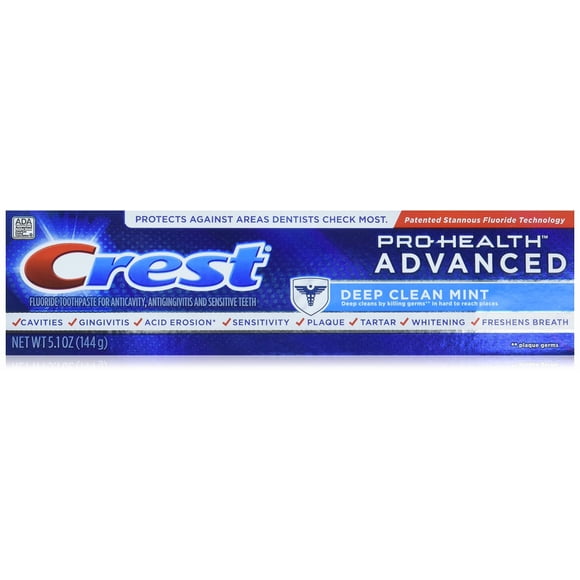 Pasta Dental Crest Pro Health Avanzada Limpieza Profunda Menta 144 g