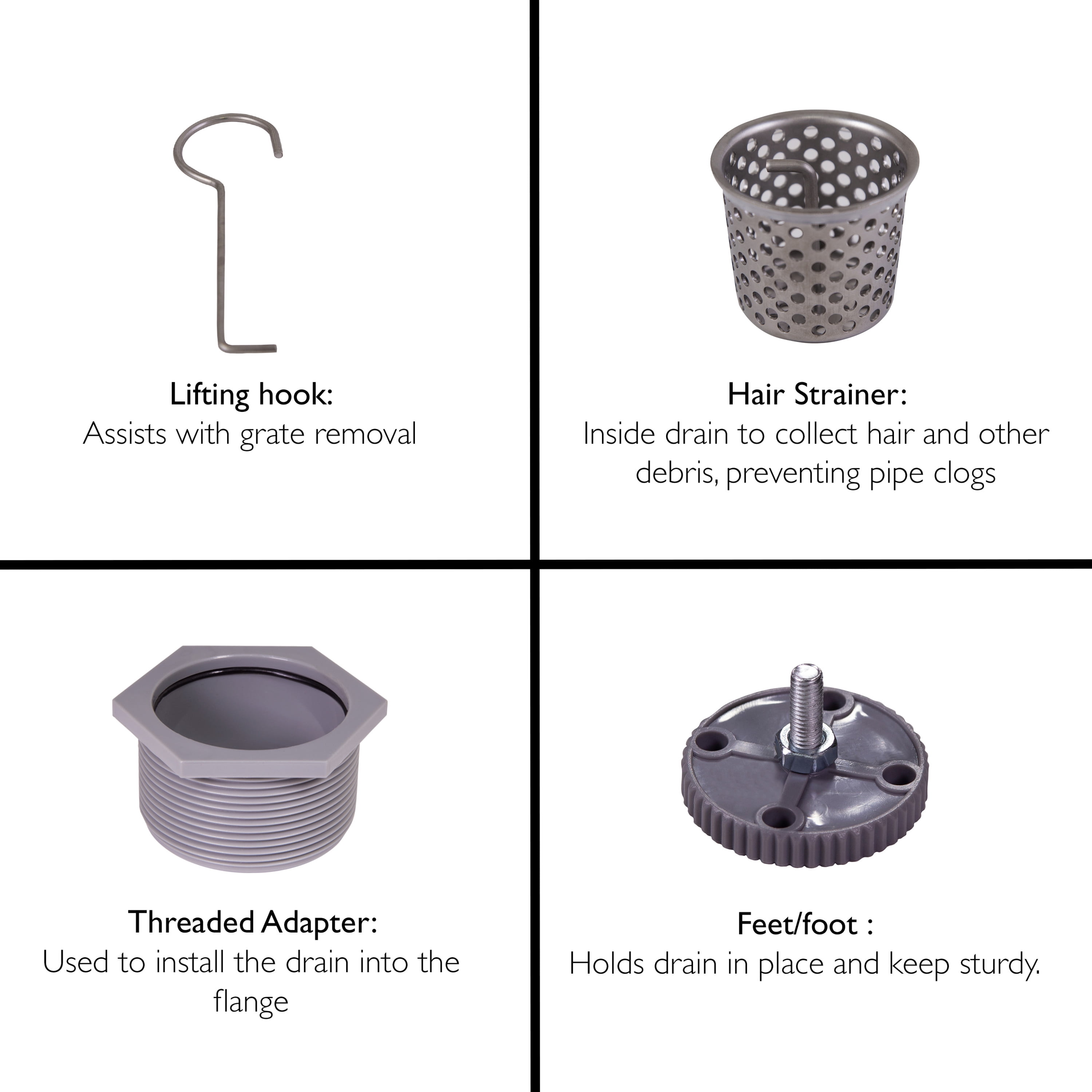 2 Inch Hair and Debris Strainer, Shower Drain Strainer with Lifting Hook,  Stainless Steel Debris Basket Shower Drain Catcher, Hair Catcher for Floor