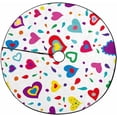 thumbnail image 1 of FMSHPON Bright Hearts Xmas Christmas Tree Skirt Stand Mat for Holiday Party Decoration Indoor Outdoor 48 inches, 1 of 3
