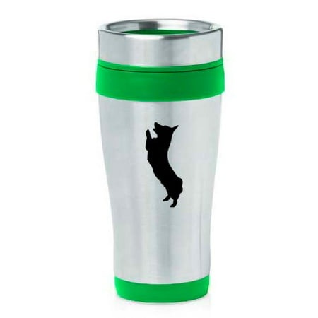 

16oz Insulated Stainless Steel Travel Mug Corgi Standing (Green)