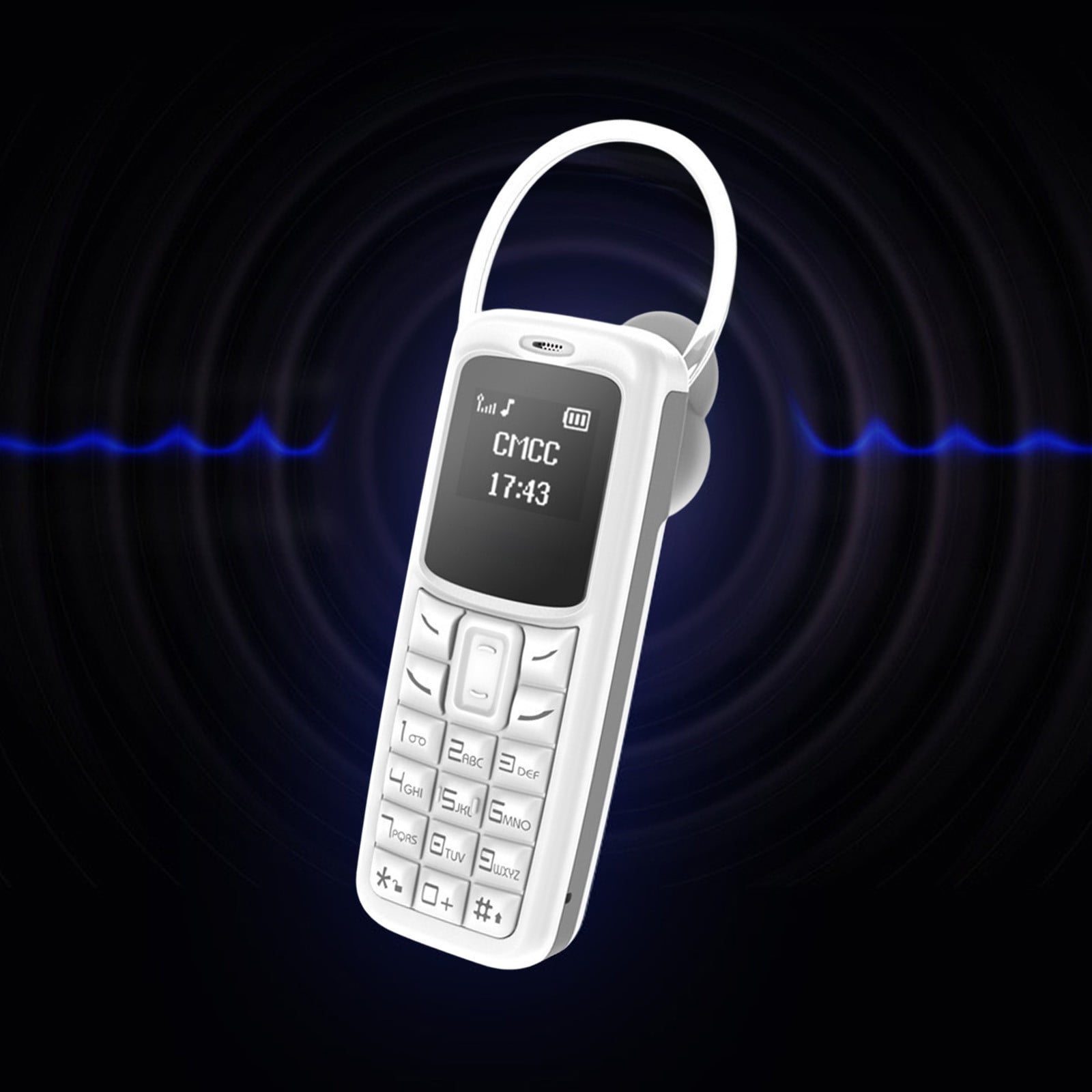 LACKUST Dual SIM Mini Bar Phone with Built-in Bluetooth Headset - Unlocked Keypad Cell Phone for Backup, Travel, Hands-Free Calling - White