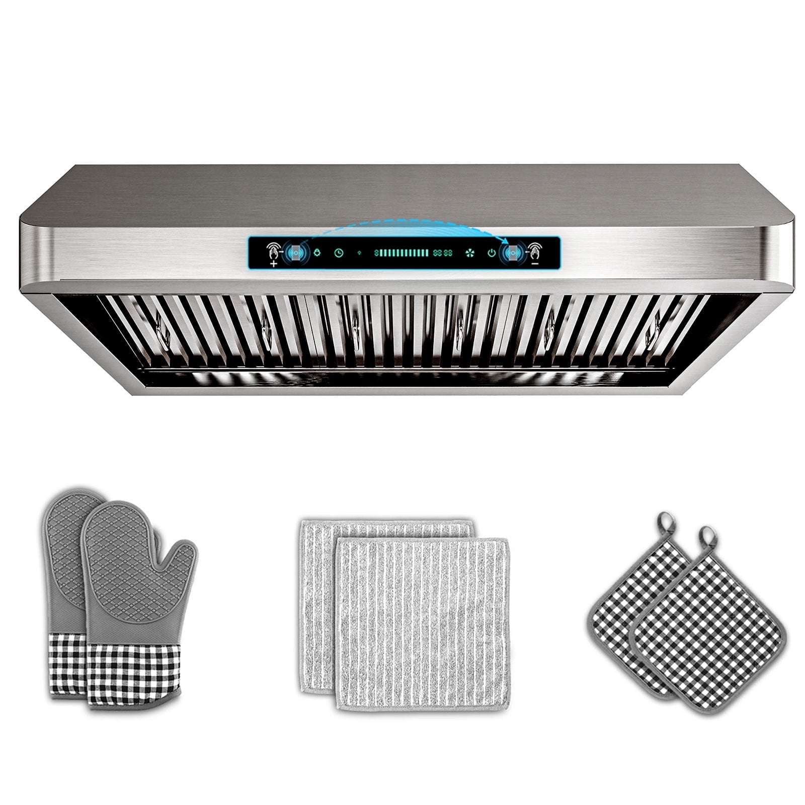 GIMSOL 36" Under Cabinet Range Hood, 900 CFM, 4-Speed Gesture Control, Stainless Steel, Ducted