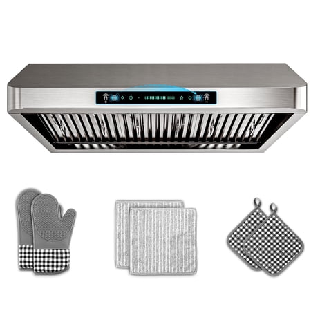 GIMSOL 36" Under Cabinet Range Hood, 900 CFM, 4-Speed Gesture Control, Stainless Steel, Ducted