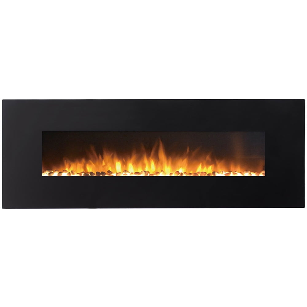Erie Black 72" Log Ventless Heater Electric Wall Mounted Fireplace