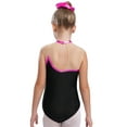 thumbnail image 2 of Yanarno Kids Girls Gymnastics Leotard Metallic Striped Sleeveless Bodysuit with Shorts Dance Athletic Hot Pink 4, 2 of 7