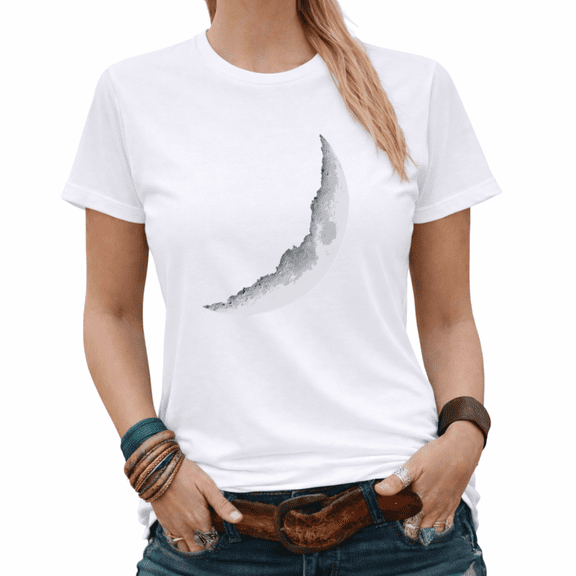 Giffimy Womens Watercolor Crescent Moon Print Tshirt Celestial Graphic Tees White/Black S-5XL Tops