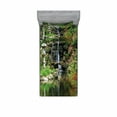 thumbnail image 2 of Japanese Bedding Set with Sheet & Covers, Cascading Waterfall Pond Under Bridge Reflections of Flowers in Water Pattern, Printed Bedroom Decor 2 Shams, 4 Sizes, Green White, by Ambesonne, 2 of 3