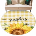 thumbnail image 2 of Sunflowers Round Area Rug 7 FT, Non Slip Living Room Area Carpet, Yellow Plaid Sunshine Vintage Country Bee Washable Soft Circular Rug Non-Shedding Floor Carpet for Bedside Office Play Room Classroom, 2 of 9
