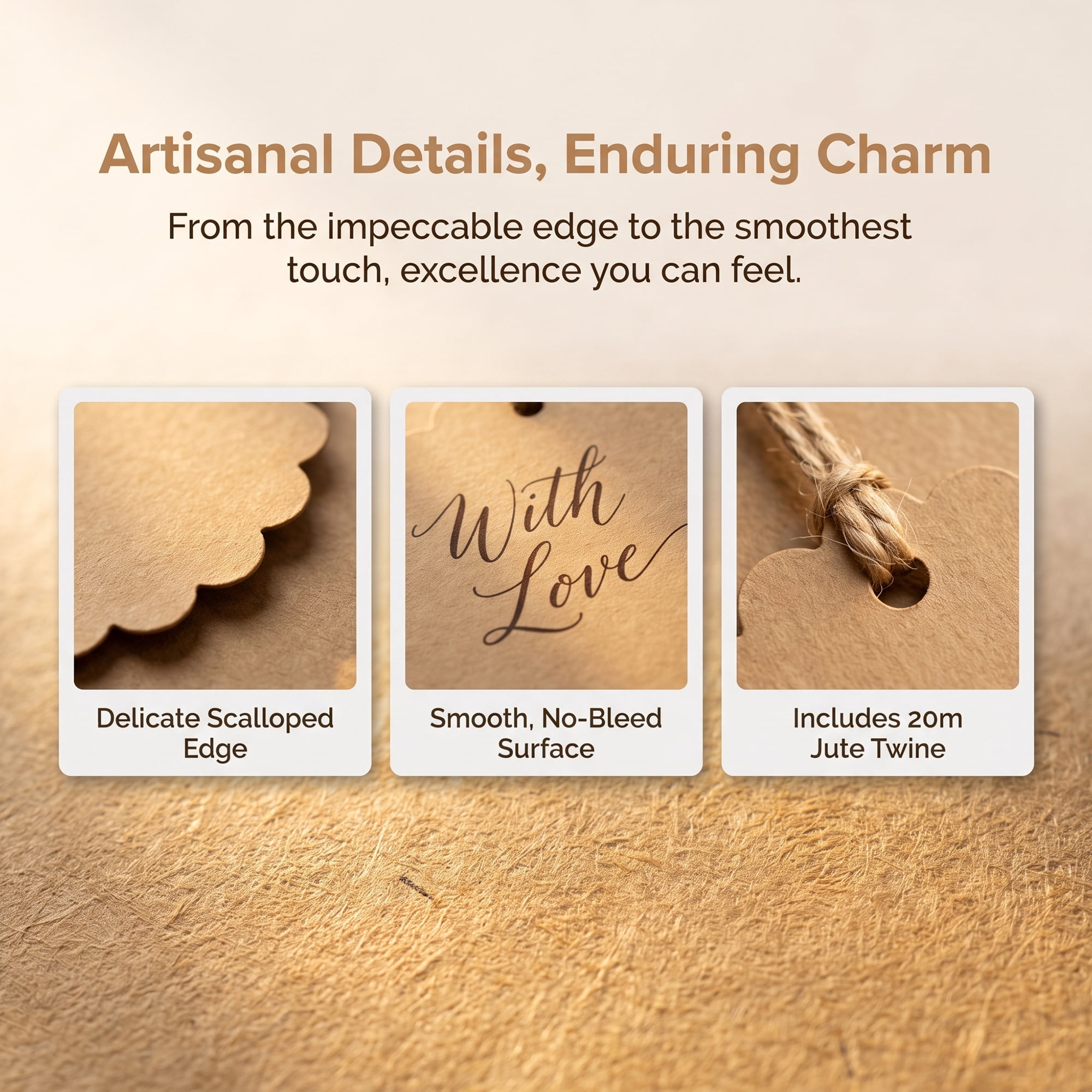 Unique Bargains Square Gift Tags with Natural Twine for and Wrapping 2.4" x 2.4" Brown