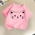thumbnail image 1 of Rbaofujie T-Shirt Fille Enfants Mignon Imprimé Chat Décontracté Manches Courtes Été Col Rond Haut pour Enfants Vêtements Garçons, 1 of 8