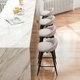 thumbnail image 4 of Gymax 25'' Upholstered Bar Stools Set of 4 w/ Footrest Backrest & Metal Frame Gray, 4 of 10