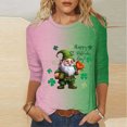 thumbnail image 1 of Meichang Hauts pour Femmes Manches 3/4 en Liquidation, T-Shirts de la Saint-Patrick Col Rond Chanceux Irlandais Graphiques Décontractés, 1 of 5