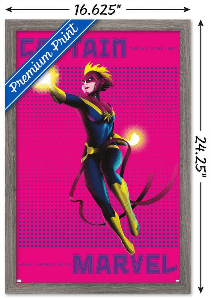 Marvel Shape of a Hero - Captain Marvel Wall Poster, 14.725" x 22.375", Framed