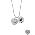 thumbnail image 2 of Delight Jewelry Silvertone Faith Rocks on AB Crystal Heart Silvertone Script Initial Disc - Y - Charm Necklace, 20"+3", 2 of 4