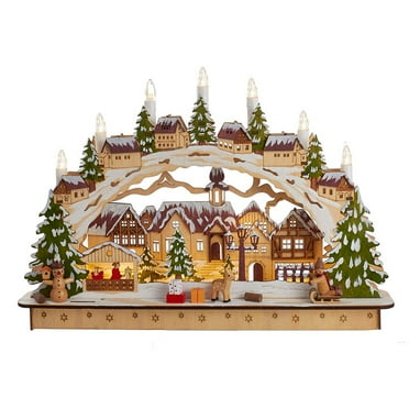 Kurt Adler Battery-Operated Lighted LED Wooden Village House Table Decoration, 17.5"