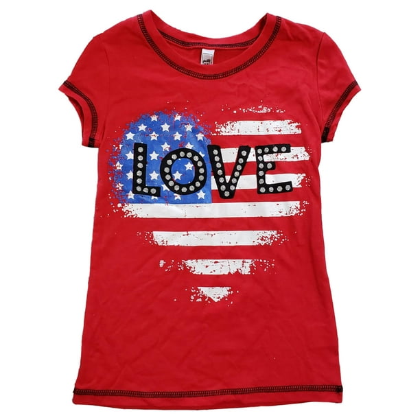 Beautees - Girls Heart Flag Love Stars & Stripes Red White & Blue ...