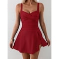 thumbnail image 2 of SKQIT Sweetheart Neck Ruched Swim Dress, Tummy Control One Piece Swimsuit with Adjustable Straps, 2 of 6