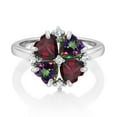 thumbnail image 2 of Gem Stone King 925 Sterling Silver Red Rhodolite Garnet and Green Mystic Topaz Ring for Women (2.38 Cttw, Heart Shape 5MM, Gemstone January Birthstone, Size 8), 2 of 3