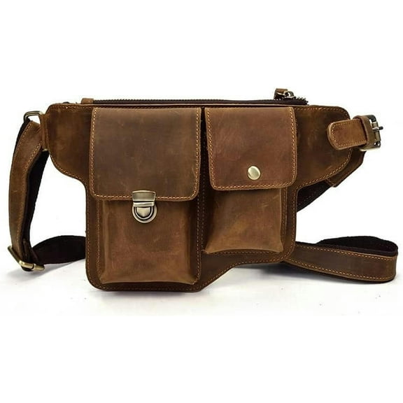 Mens Genuine Leather Belt Bag, Genuine Leather Chest Bag, Messenger Bag, Mobile Phone bag