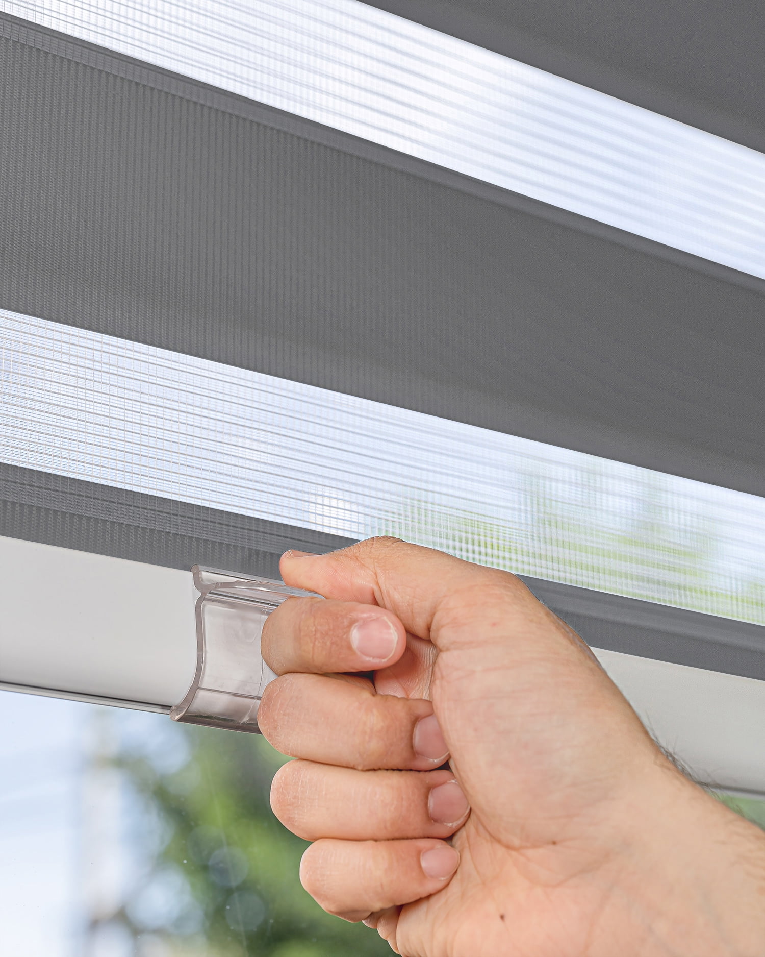 CHICOLOGY Zebra Roller Shades | Room Darkening | Gray |36"W X 72"H| Dual Layer Light Filtering Blinds | Cordless Window Shades for Home & Office | Easy Install