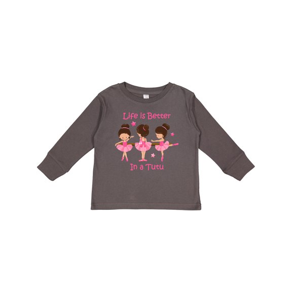 Inktastic Life's Better in a Tutu Ks Girls Long Sleeve Toddler T-Shirt