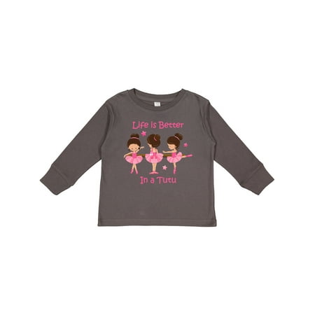 

Inktastic Life s Better in a Tutu KS Gift Toddler Toddler Girl Long Sleeve T-Shirt