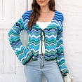 thumbnail image 2 of Drses Women's Fall Rainbow Cardigan - Color Block Striped Long Sleeve Open Front Knit Sweater Coat, 2 of 6