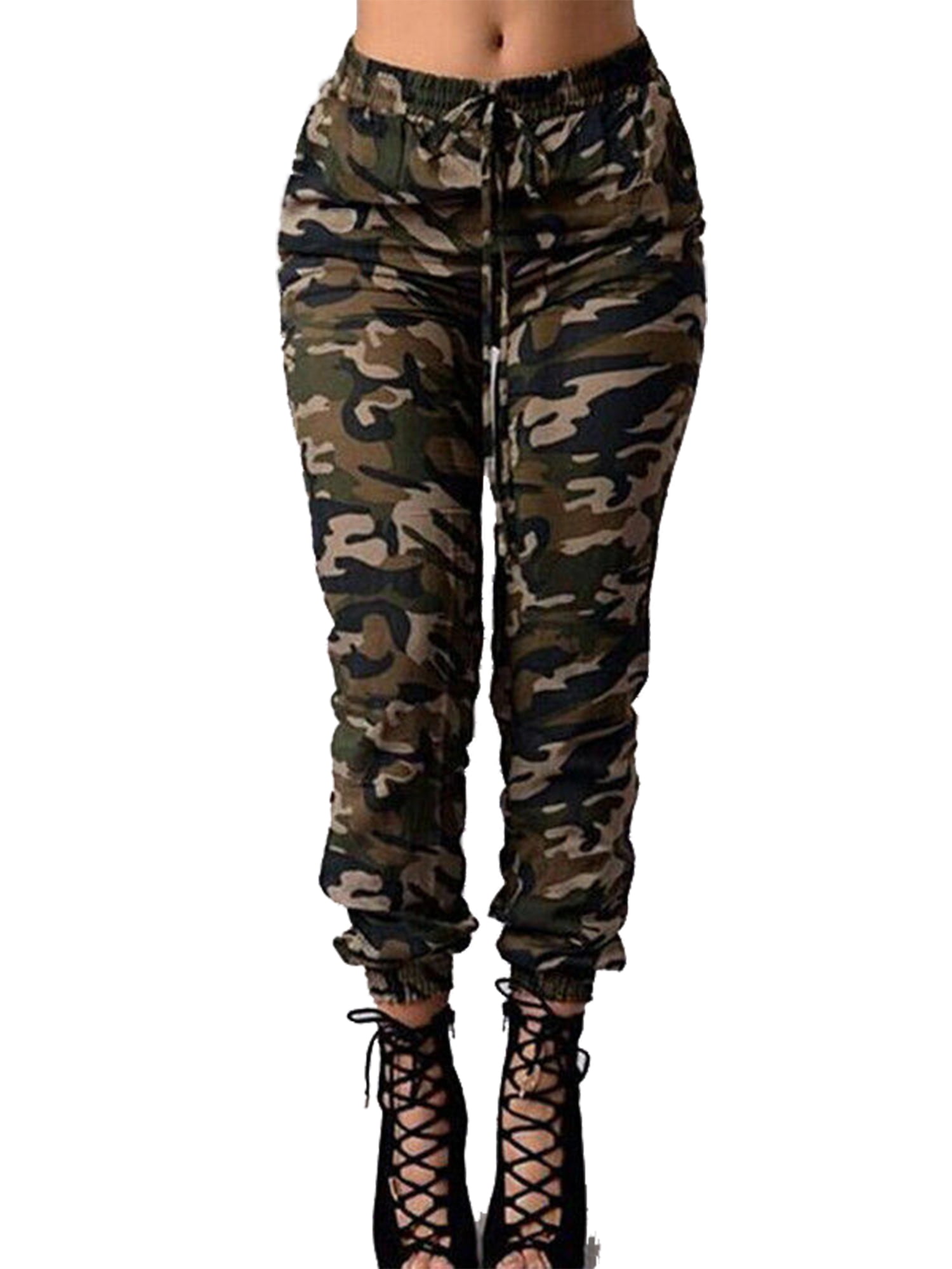 Women麓s Lady Camouflage Pants Casual Cargo Joggers Military Army Harem ...