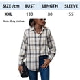 thumbnail image 2 of Blusa de camisa a cuadros con botones largos y cuello de manga larga para mujer (beige), 2 of 5
