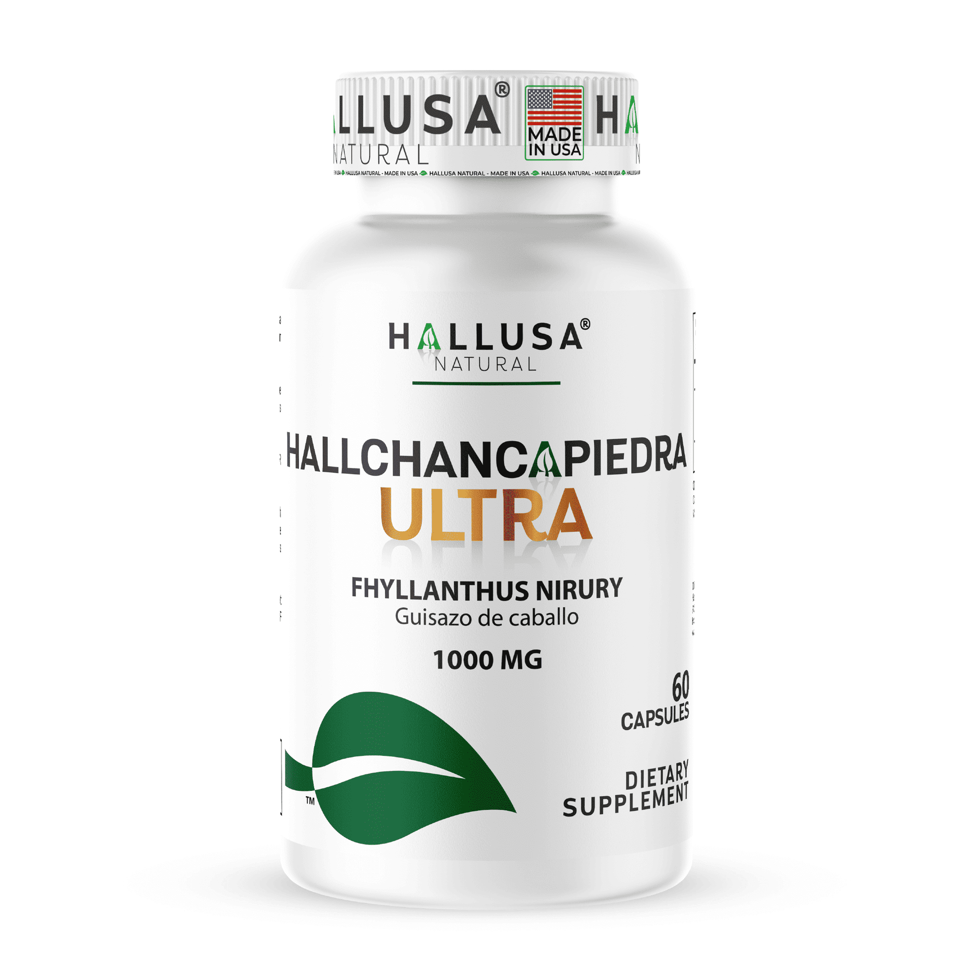 Hallusa Natural Chanca Piedra with Guisazo de Caballo, Stone Breaker, Kidney & Urinary Tract Support Supplement, 1000mg Proprietary Blend, 60 Capsules