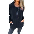 thumbnail image 2 of Zedker Fashion Button-Down Going Out Coats With Pockets Casual Long-Sleeved Jackets Comfy Flip Collar Tops For Women,Black,L, 2 of 7